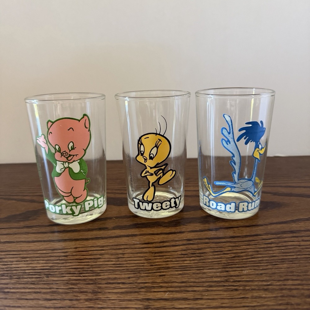 Set of 3 Pepsi Collector Series Looney Tunes 1976 Warner Bros Cartoon Glasses